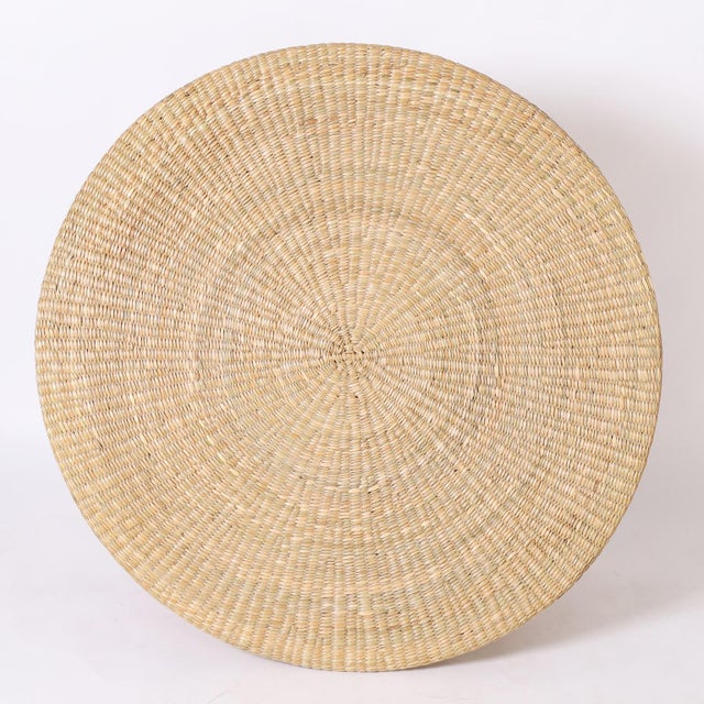 Round Reed Wrapped Ghost Drapery Coffee Table For Sale - Image 4 of 8