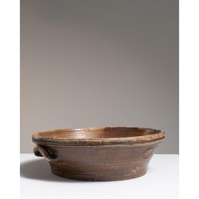 Early 20th Century France Chocolate Ceramic Serving Bowl For Sale - Image 13 of 15