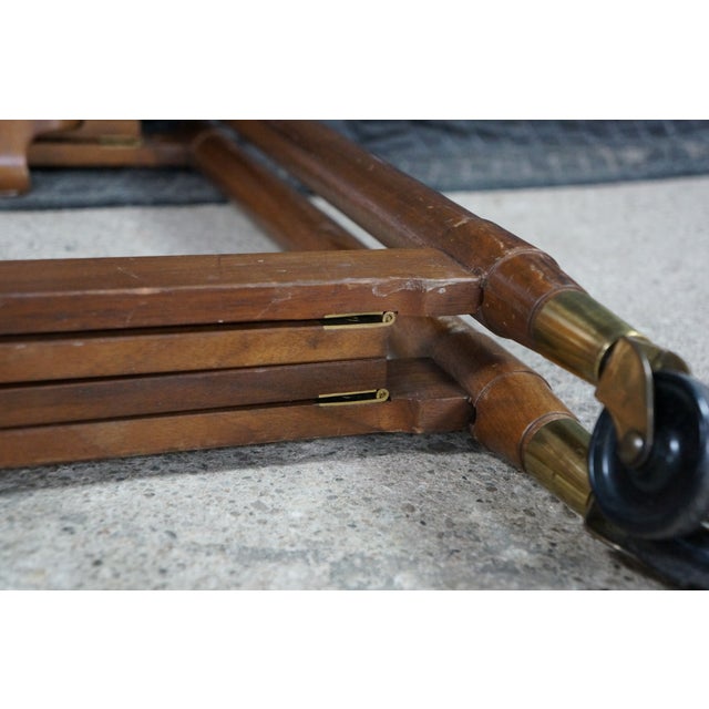 Mid Century Danish Walnut Folding Rolling Bar Cart Trolley Dry Bar MCM For Sale - Image 16 of 18