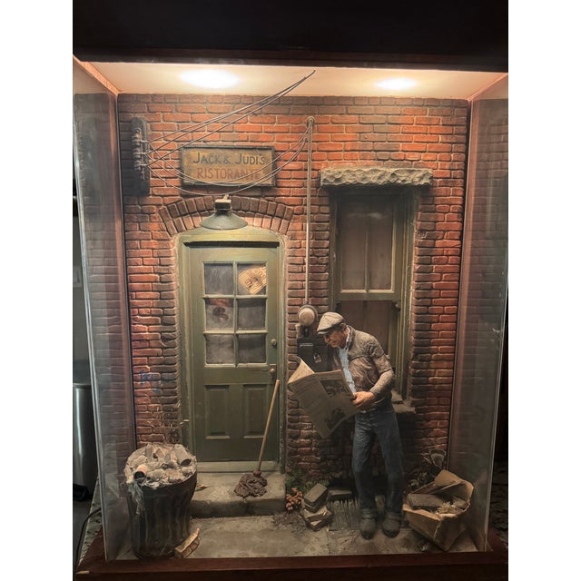 Figurative Vintage Michael Garman Illuminated Cityscape Sculpture, “Door Window – Jack and Judi’s Ristorante” For Sale - Image 3 of 14