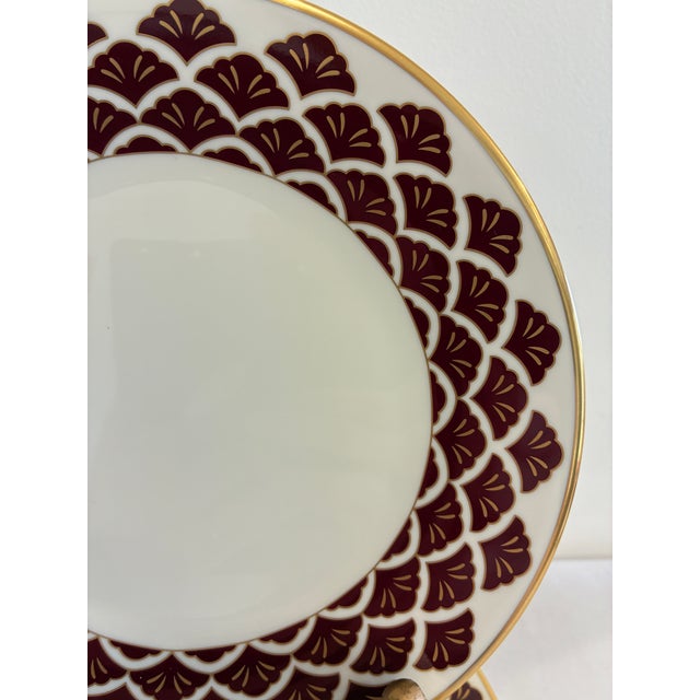 Vintage Pickard Fine China Salad Plates, Set of 8, Burgundy & Gold Fan Pattern For Sale In Oklahoma City - Image 6 of 11