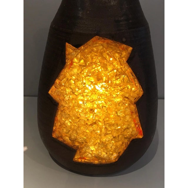 Glass Ceramic and Yellow Glass Lamp, Circa 1970 For Sale - Image 7 of 13