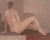 Elegant nude by Spanish artist Diaz Cruz (Spanish, 20th Century). This modernist figurative depicts a reclining nude woman...