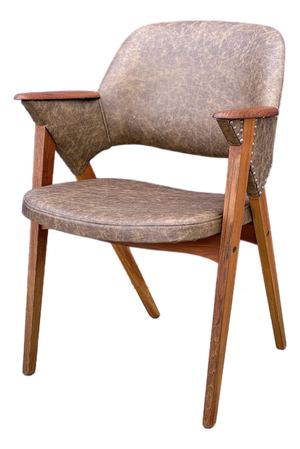 1960s Danish Modern Teak Armchair in Leather