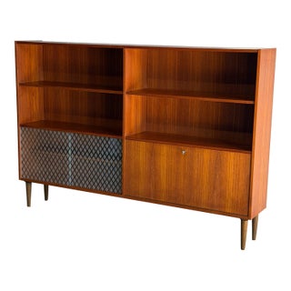 Danish Mid Century Modern Teak Bookcase Cabinet Bar Secretary Storage Credenza Shelf Unit For Sale