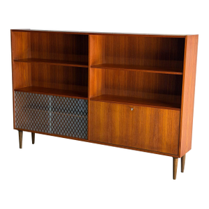 Danish Mid Century Modern Teak Bookcase Cabinet Bar Secretary Storage Credenza Shelf Unit