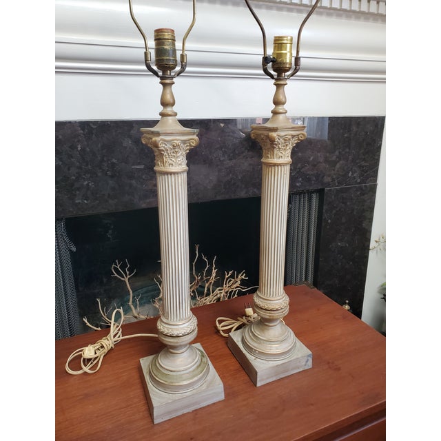 1950s Neo Classical Style Metal Indoor Lamps in the Style of Roman Columns For Sale - Image 11 of 11