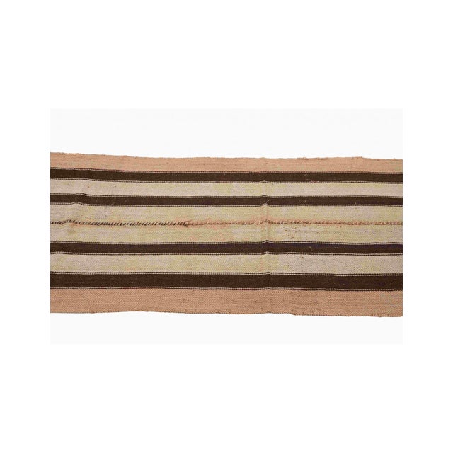 Brown & Ivory Vintage Striped Kilim Rug - 2`3″ X 8`11″ Ft. For Sale - Image 4 of 6