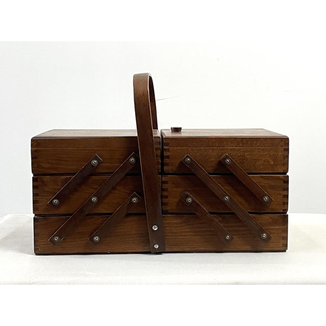 Vintage Accordion Sewing Box For Sale - Image 4 of 11