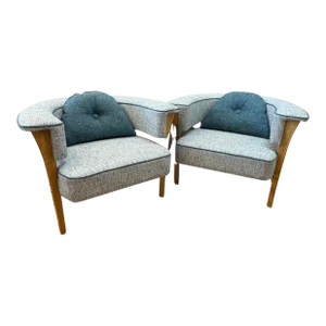 Unusual Pair of Mid-Century Style Modern Armchairs by Hastening Designs