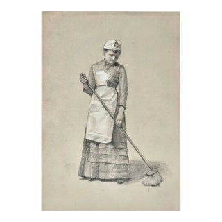 Woman Sweeping, c. 1870-1880 For Sale