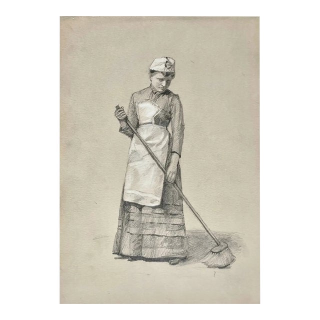 Woman Sweeping, c. 1870-1880 For Sale