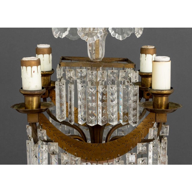 Mid 20th Century French Empire Style Brass and Crystal Chandelier For Sale - Image 5 of 11