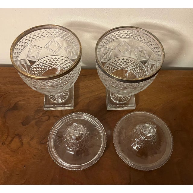 Antique 19th Century George III Anglo Irish Cut Crystal Glass Chestnut Urns - a Pair For Sale - Image 10 of 12