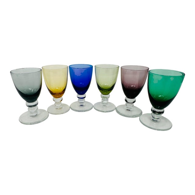 Mid-Century Dutch "Carnaval" Harlequin Liqueur Glasses by Max Verboeket - Set of 6 For Sale