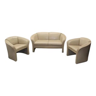1990 Patrician Furniture Leather 3 Piece Loveseat Set For Sale