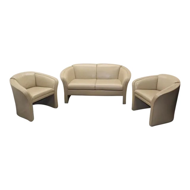 1990 Patrician Furniture Leather 3 Piece Loveseat Set For Sale