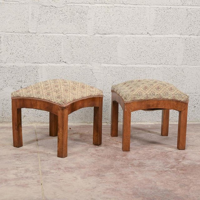 This refined pair of art deco-style stools embodies the geometric elegance and timeless charm of the era. Featuring a...