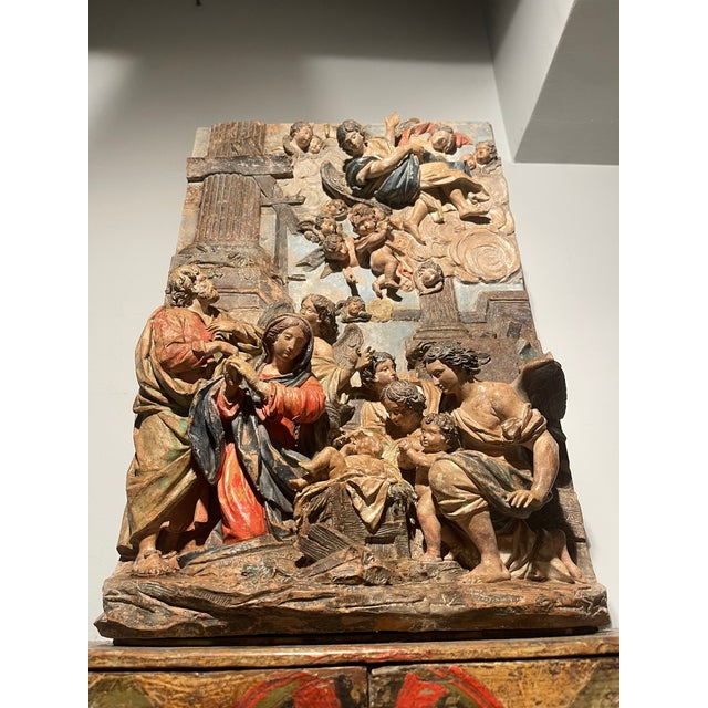 Beige Nativity Scene, Celestial Court, 18th Century, Terracotta, Italian For Sale - Image 8 of 18