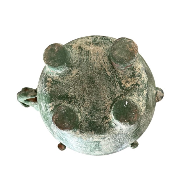 Ceramic Vintage Asian Pottery Elephant Vase / Pot / Vessel in a Matte Green Glaze For Sale - Image 7 of 7