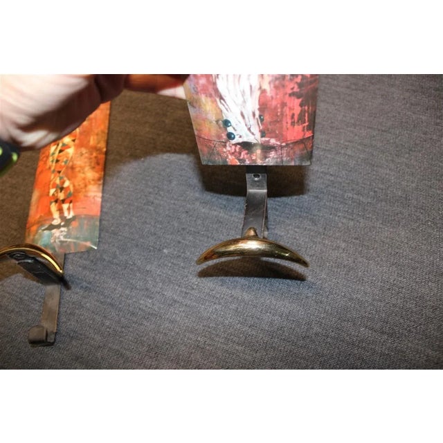 Brass & Metal Plastic Wall Hangings, Italy, 1950s, Set of 2, in Flawless conditions. Designed 1950 to 1959