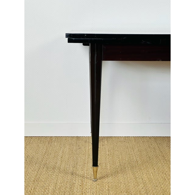 Black Art Deco Modern Extendable Dining Table in Macassar Ebony, France, 1950s For Sale - Image 8 of 14