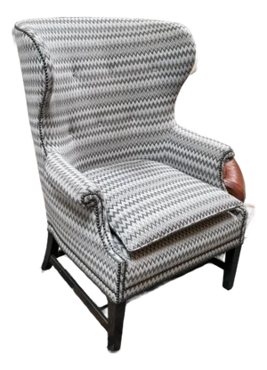 Chevron Printed Wool Felt Wingback Chair