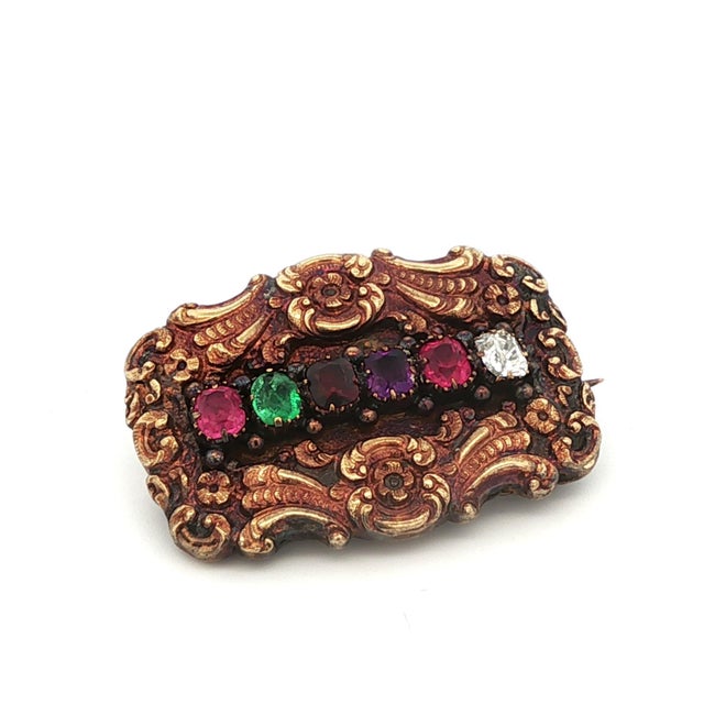 This 18k yellow gold multi gemstone brooch from 1810 is an exquisite display full of symbolism. The brooch was meant to...