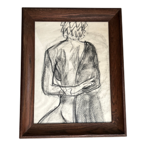 1960’s Original Abstract Female Nude Charcoal Study Drawing