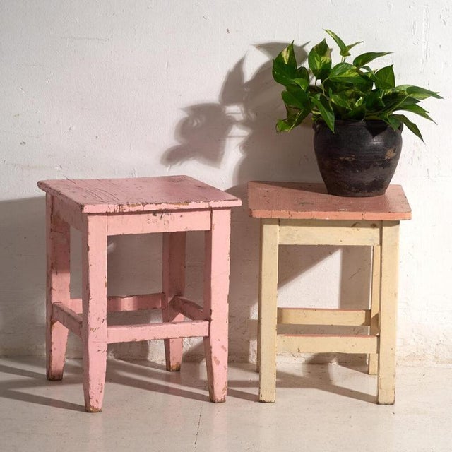 Bedside Tables in Pine, Central Europe, 1940, Set of 2 For Sale - Image 3 of 3