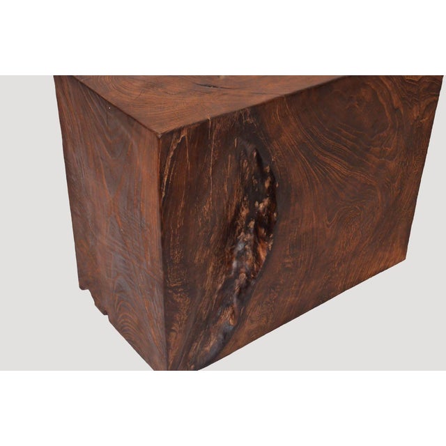 Andrianna Shamaris Minimalist Single Charred Teak Wood Side Table For Sale - Image 4 of 5
