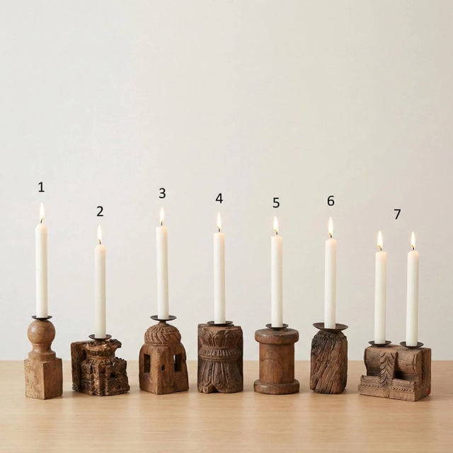 1950s Farmhouse Distressed Wood Pillar Candle Holder | Reclaimed Architectural Candlestick | Rustic Mantel Decor | Unique Housewarming Gift For Sale In Houston - Image 6 of 6