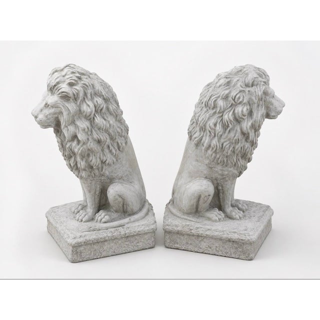 Late 20th Century Pair of Weathered Concrete Garden Lions For Sale - Image 9 of 10