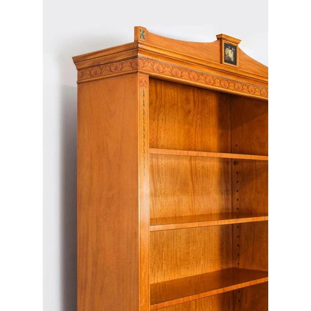 Wood Vintage English Sheraton Revival Satin Wood Open Bookcase For Sale - Image 7 of 18