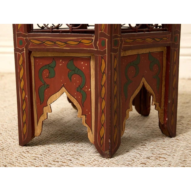 Vintage Moroccan Hand-Painted Hexagonal Side Table For Sale - Image 11 of 11