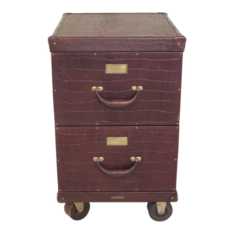 Baker Milling Road Leather Trunk Style 2 Drawer File Cabinet