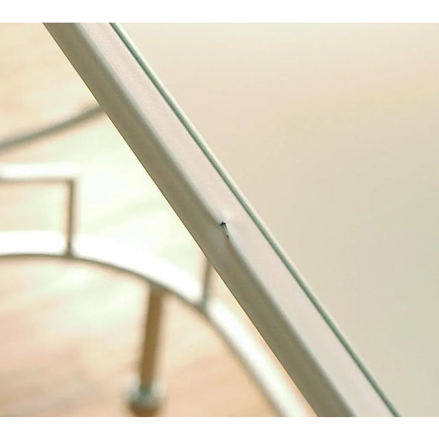 Art Deco/Moderne Styled Mirror-Topped Metal Console Table, Nickel in Color For Sale - Image 4 of 5