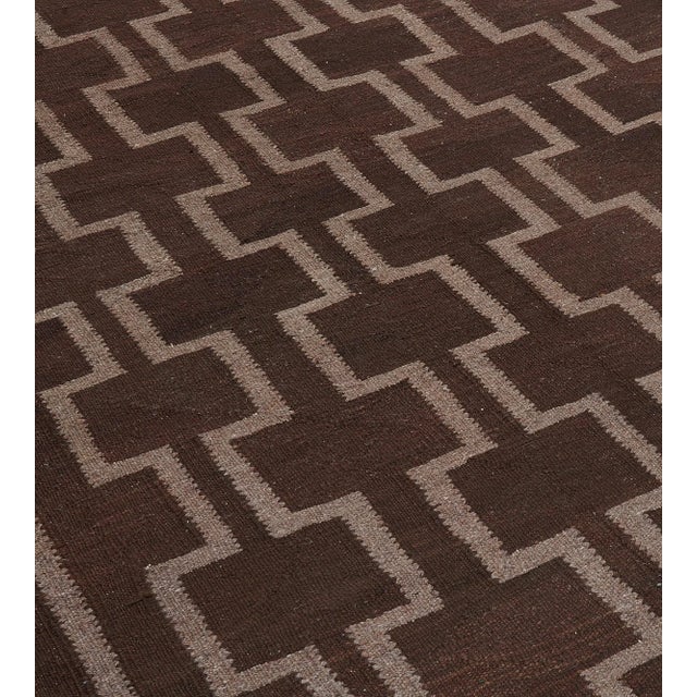 Modern 2010s Modern Handwoven Wool Flatweave Rug For Sale - Image 3 of 8