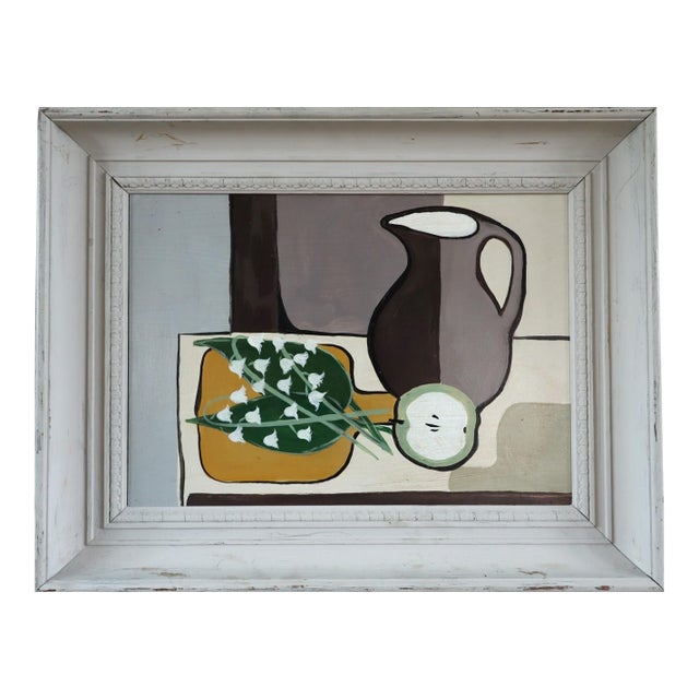 Contemporary 'Lily of the Valley & Jug' Original Still Life Oil Painting, Framed For Sale