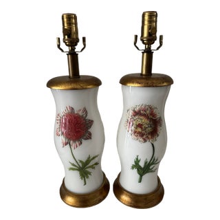Pair of Adorable Botanical Lamps For Sale