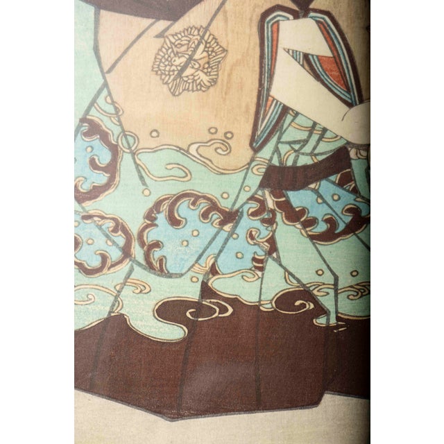 Antique Edo Period Japanese Kabuki Woodblock Print, Framed – Utagawa Kunisada For Sale - Image 6 of 10