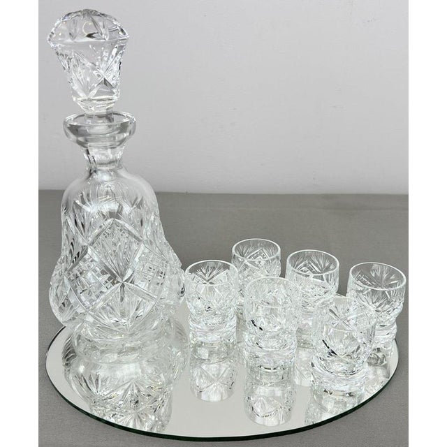 Crystal and Cut Glass Tray Shot Glasses, Set of 8 For Sale - Image 3 of 17