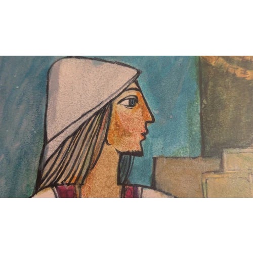 Framed Matted Painting by Aharon Shevo: A Cover Illustration for the Book: "Tales of the Prophet Samuel: Retold for Jewish Youth".1969 For Sale - Image 11 of 18