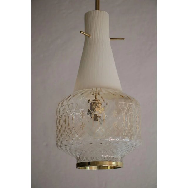Italian Art Deco and Satin Glass Hanging Lamp, 1950s For Sale - Image 12 of 14