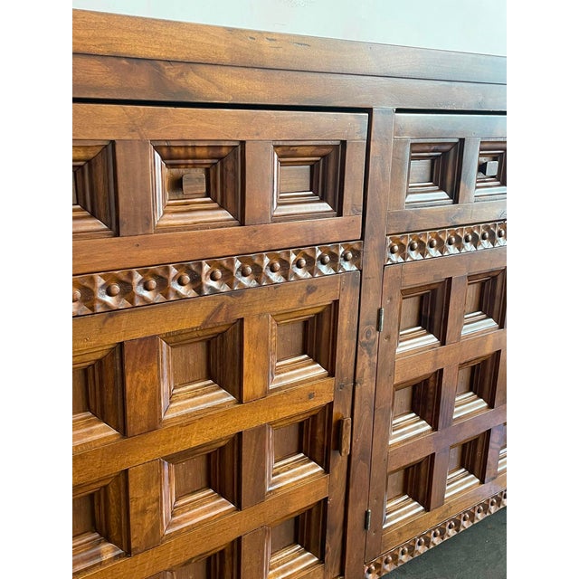 Mid-Century Modern Spanish Pine Brutalist Sideboard, 1960s For Sale - Image 3 of 7