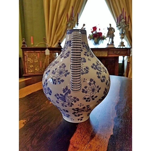 Sky Blue Early 19c French Utzschneider & Cie Sarreguemines Pitcher For Sale - Image 8 of 11