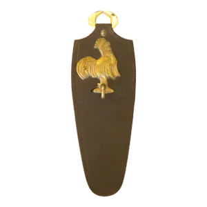 French Rooster / Coq Brass Wall Hook on Leather