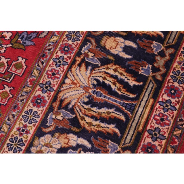 Persian Vintage Tabriz Red/Blue Wool Rug - 9'1'' X 12'4'' For Sale In New York - Image 6 of 10