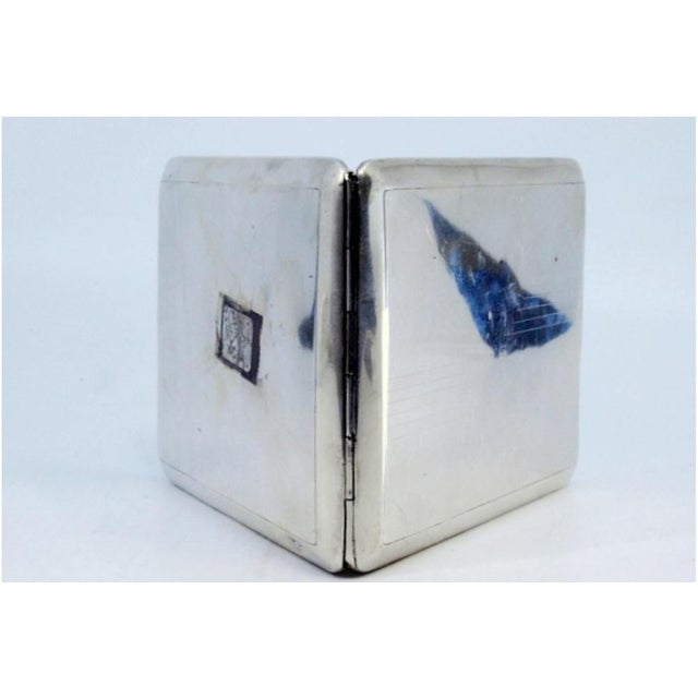 Silver Cigarette Case with Asymmetrical Engravings For Sale - Image 5 of 9
