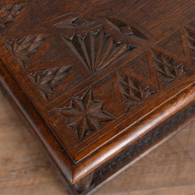 Wood 19th Century Carved French Oak Side Table For Sale - Image 7 of 13
